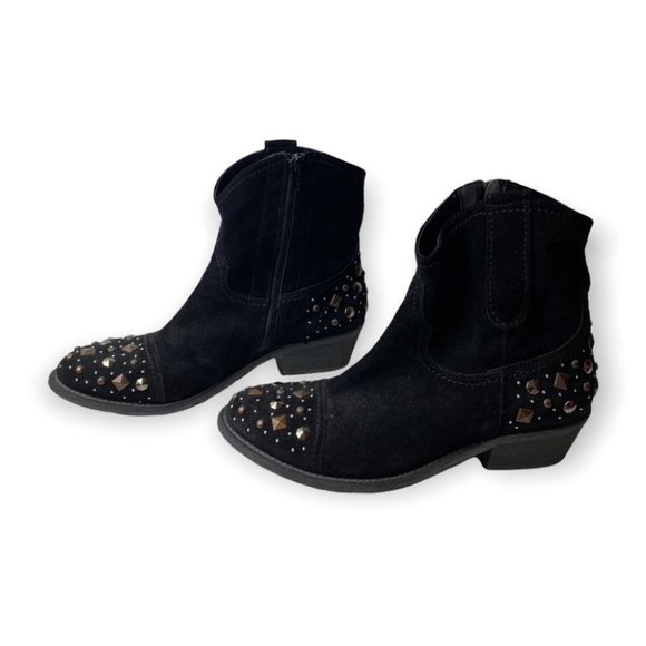 Arnold Churgin Black Suede Studded  Ankle Booties - Picture 3 of 12